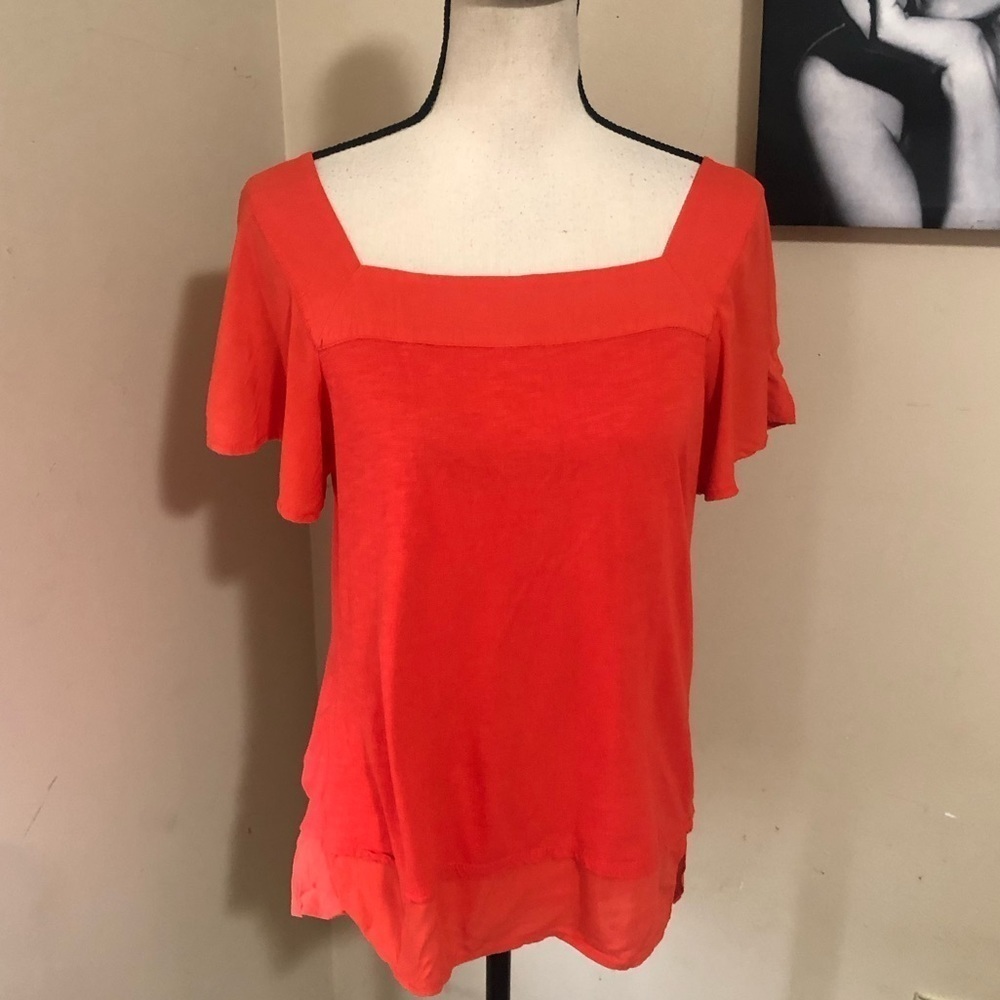 Vince Camuto Square Neck Red/Orange Top